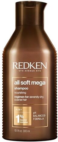 Redken Shampoo professionale All Soft Mega, Azione ultra idratante per capelli molto secchi e fragili, 300 ml