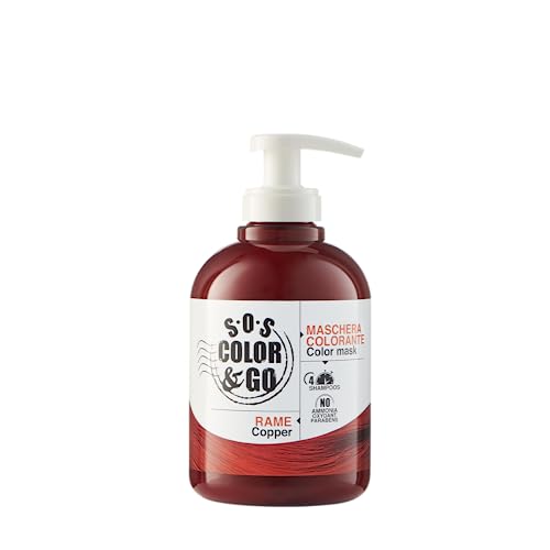 S.O.S COLOR & GO Alama Professional S.O.S Color&Go Maschera Nutriente Colorata Ravviva Colore Rame, Riflessante e Tonalizzante per Capelli Naturali, Colorati e Con Mèches, 300 ml