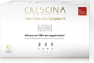 CRESCINA LABO  TRANSDERMIC NEW PLATE-LIKE COMPLEX 12 Trattamento Completo Ri-Crescita e Anti-Caduta Capelli 200 Uomo 20+20 Fiale