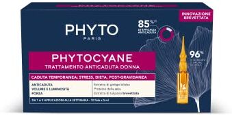 Phyto cyane Trattamento Anticaduta in Fiale, Ottimale per la Caduta Temporanea dei Capelli femminile, 12 fiale da 5 ml