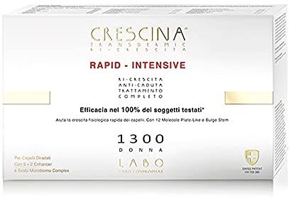 CRESCINA LABO  Transdermic RAPID-INTENSIVE Doppio Trattamento Anticaduta e Ricrescita 1300 Uomo 10+10 Fiale