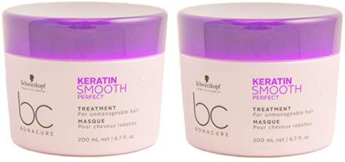 Schwarzkopf 2 confezioni di cheratina Smooth Treatmeent Mask Bonacure per capelli ribelli, 200 ml