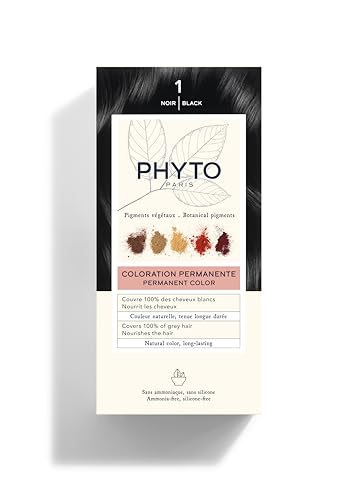 Phyto Color Kit 1 Nero Colorazione Permanente senza Ammoniaca, 100% Copertura Capelli Bianchi