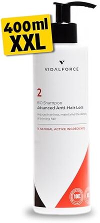 VIDALFORCE Shampoo Anticaduta 2 XXL 400ml I VINCITORE 2023* I con Saw palmetto e 14 principi Attivi Natural I Riduce la perdita dei capelli I Shampoo Anticaduta Uomo & Shampoo Anticaduta Donna