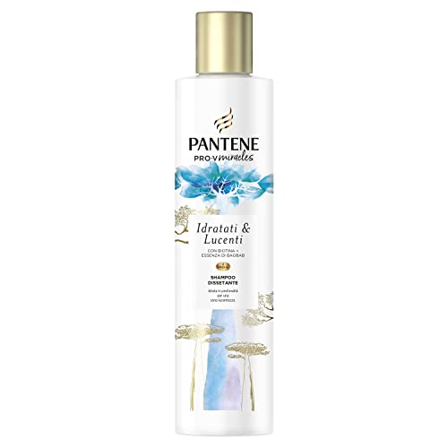 Pantene Pro-V Miracles Idratati & Lucenti Shampoo Dissetante Con Biotina + Essenza Di Baobab + Pro-Vitamina B5 per Capelli Secchi e Disidratati, 225ml