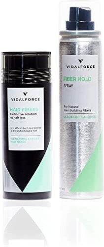 VIDALFORCE , Fibre Cheratina per Capelli Nero I Fixant + Fibre Capillari I Contro la caduta dei capelli e la calvizie I Polvere Volumizzante Capelli I Polvere per capelli Uomo & Donna