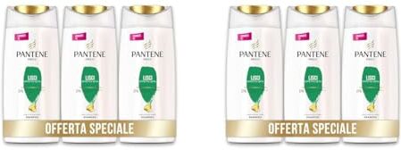 Pantene Pro-V Shampoo Effetto Seta per Capelli Lisci, Dona Morbidezza ed un Controllo Dell’Effetto Crespo, 3 x 675 ml (Confezione da 2)