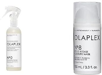 OLAPLEX N°0 Intensive Bond Building Hair Treatment Ristrutturante Intensivo per Capelli 155 ml & Maschera idratante intensiva No. 8 Bond, 100 ml, emulsione bianca/semiviscosa