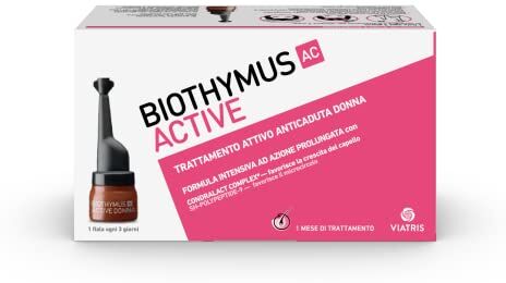 Biothymus Active Fiale Anticaduta Capelli Donna. Trattamento Attivo con Formula Intensiva ad Azione Prolungata. 10 Fiale Monodose. 1 Mese di Trattamento.