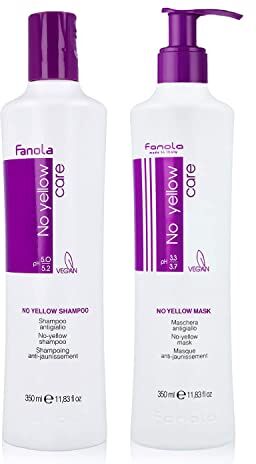 FANOLA , set No Yellow shampoo + No Yellow Mask, biondo con mèches, grigio, anti giallo, 2 x 350ml