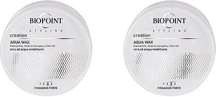 BIOPOINT Styling Aqua Wax, Cera Modellante e Lucidante a Base d’Acqua, Fissaggio Forte, Azione Idratante e Fortificante, Ideale per Look Bagnati, 100 ml (Confezione da 2)