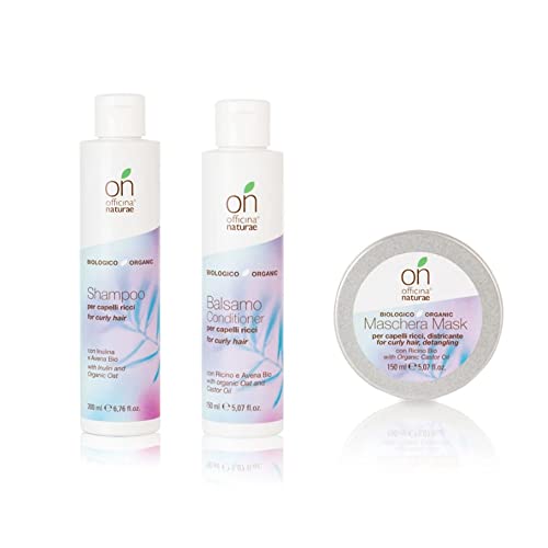 Generico Officina Naturae Kit per Capelli Ricci Shampoo districante 200ml + Balsamo districante 150 ml + Maschera districante 150 ml Bio Sostenibile Vegan