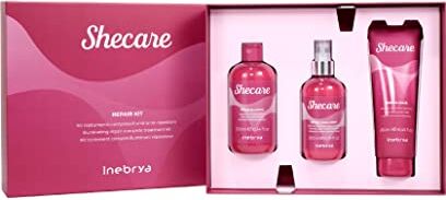 Inebrya Shecare Repair Kit   Trattamento completo illuminante riparatore   Contiene: Repair Shampoo, Repair Mask e Repair Magic Spray