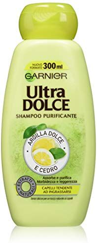 Garnier Ultra Dolce Shampoo Purificante Argilla Dolce e Cedro per Capelli Tendenti ad Ingrassarsi, senza Parabeni, 300 ml, 3 Confezioni da 2