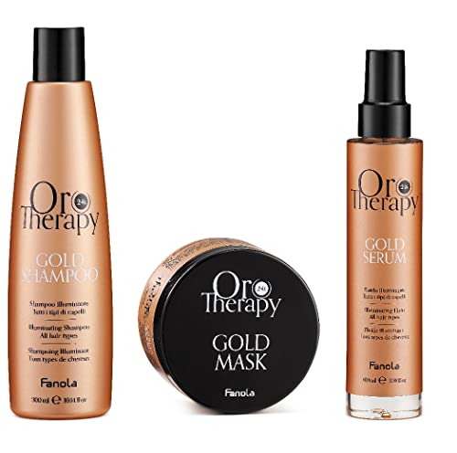 FANOLA kit  Oro Therapy gold illuminante shampoo 300 ml + maschera 300 ml + fluido illuminante 100 ml