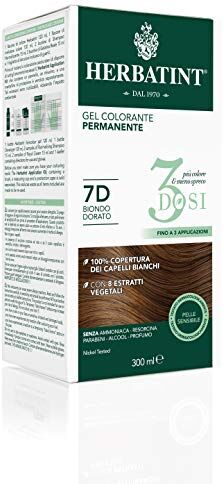 Herbatint Gel Colorante Permanente 3Dosi 7D Biondo Dorato 300ml