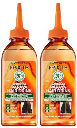 Generic Balsamo Lamellare, Papaya Hair Drink, con Risciacquo Effetto Istantaneo, Per Capelli Danneggiati, -93% Capelli Spezzati, Extra Lucentezza 200ml (2 Unità)