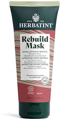 Herbatint Rebuild Mask Maschera Ristrutturante Bio 200 ml, Nutre, Ripara e Protegge i Capelli Danneggiati o Stressati, 99% Ingredienti Naturali, Formula Esclusiva con Cheratina Vegetale, Vegan