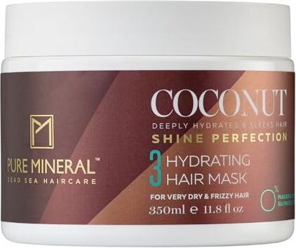 Pure Mineral Maschera per capelli con olio di cocco, trattamento intensivo per capelli secchi, nutriente e rivitalizzante, senza solfati, parabeni, petrolati, 350 ml