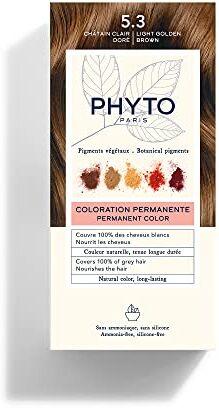 Phyto Color Kit 5.3 Castano Chiaro Dorato Colorazione Permanente senza Ammoniaca, 100% Copertura Capelli Bianchi