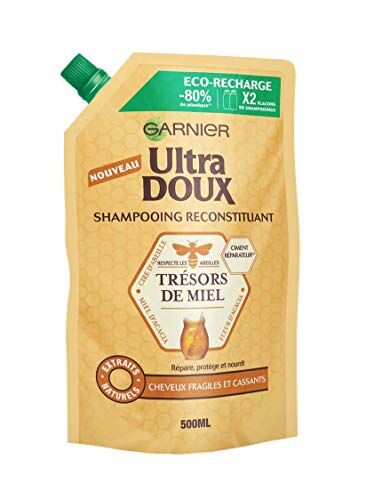 Garnier Ultra morbido tesori di miele eco-ricarica shampoo ricostituente al miele di fiori di acacia/cera d'api per capelli fragili/fragili