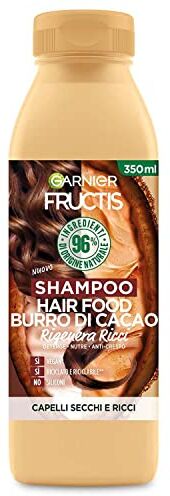 Garnier Fructis Hair Food Burro di Cacao Rigenerante, Shampoo per Capelli Secchi e Ricci, 97% di Ingredienti di Origine Naturale, Senza Siliconi, 350 ml