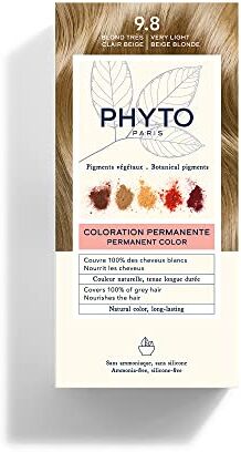 Phyto Color Kit 9.8 Biondo Chiarissimo Cenere Colorazione Permanente senza Ammoniaca, 100% Copertura Capelli Bianchi