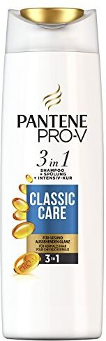 Pantene Pro-V Classic Care Shampoo 3 in 1 + balsamo + trattamento intensivo, formula Pro-V + antiossidanti, per capelli normali, 250 ml