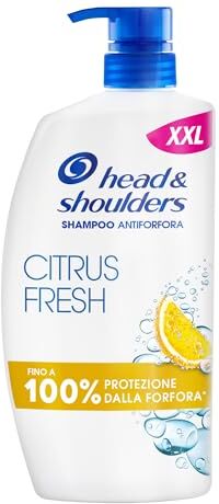 Head & Shoulders Citrus Fresh Shampoo Antiforfora Capelli Grassi 1000ml Flacone con Dosatore. Fino al 100% Protezione dalla Forfora. Clinicamente Testato. Uso Quotidiano. Freschezza agli Agrumi