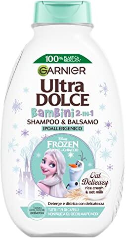 Garnier Shampoo 2in1 Ultra Dolce Delicatezza d'Avena 2in1 Kids, Per Capelli e Cute Delicati dei Bambini, 250 ml