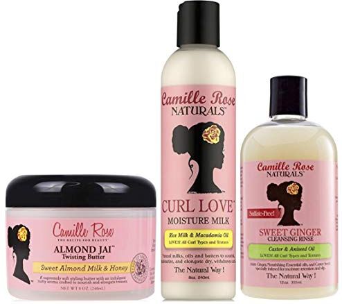 Generic Crema idratante al burro di torsione di Camille Rose Almond Jai 240 ml, Curl Love Moisture Milk 240 ml e shampoo detergente allo zenzero dolce 355 ml