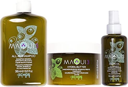 generico ECHOSLINE MAQUI – Shampoo(385ml) + Maschera(250ml) + Olio(100ml) kit trattamento per capelli secchi o trattati biologico e vegano