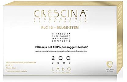 CRESCINA Trattamento Completo Transdermic Ri-Crescita PLC12 BULGE STEM ANTI-CADUTA Forte Capelli 200 UOMO 40 (14+14+12) Fiale