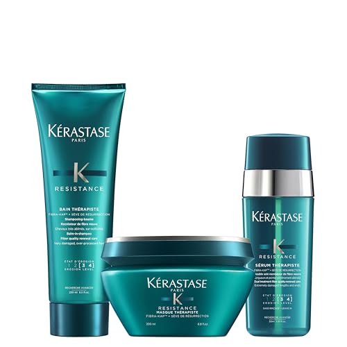 KERASTASE Kérastase, Résistance Therapiste, Routine Ristrutturante per Capelli Danneggiati, Indeboliti e Stressati, Con Tecnologia, Shampoo Bain Thérapiste + Maschera Masque Thérapiste + Siero Serum Thérapiste