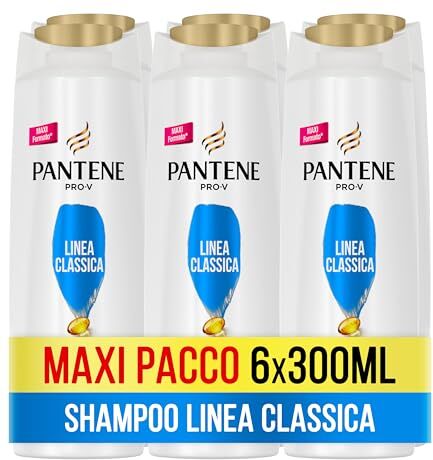 Pantene Pro-V Shampoo e Balsamo e Trattamento, Linea Classica 3 in 1, per Capelli Sani e Lucenti, Nutre in 1 Solo Passaggio, Maxi Formato da 6 x 300 ml