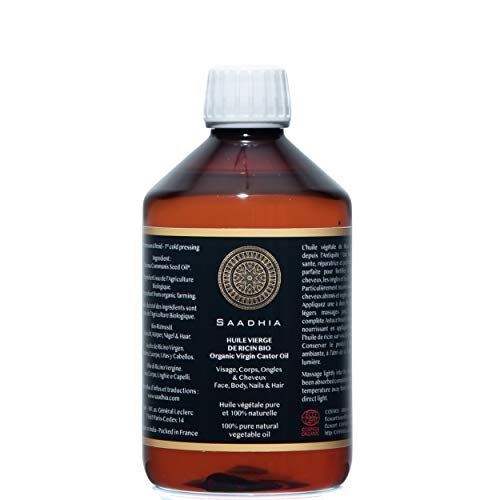 Organic Virgin Castor Oil 500 ml Olio di ricino Olio vegetale puro e naturale al 100%  1a spremitura a freddo Promuove la crescita di capelli, ciglia, unghie, barba,  Idrata il cuoio capelluto e la pe