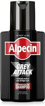 Alpecin Grey Attack Caffeine & Colour Shampoo 1x200ml   Capelli gradualmente più scuri e più forti   Risultato naturale   Contro la caduta ereditaria dei capelli