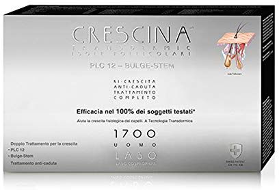 CRESCINA Trattamento Completo Transdermic Isole Follicolari PLC12 BULGE STEM ANTI-CADUTA Forte Ricrescita Capelli 1700 UOMO 20 (7+7+6) Fiale