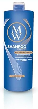 Generic Shampoo Mentolo e caffeina Trattamento riattivante ricostituente e anticaduta My Way 1000 ML Dopocolore effetto anti-frizz Per Capelli Fragili, Secchi e sfibrati.