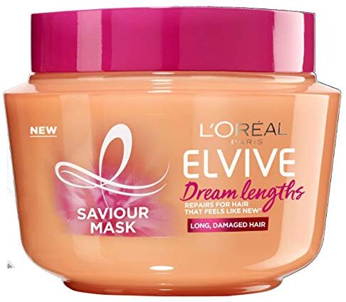 L'Oreal Paris Elvive Dream Lengths Maschera per capelli, trattamento nutriente e rinforzante, arricchita con olio di ricino, per capelli lunghi e danneggiati, 300 ml