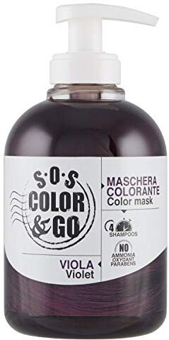 S.O.S. COLOR & GO Alama Professional S.O.S Color&Go Maschera Colorata Ravviva Colore Viola, Maschera Nutriente, Ravvivante, Riflessante Tonalizzante per Capelli Naturali, Colorati e Con Mèches, 300 ml