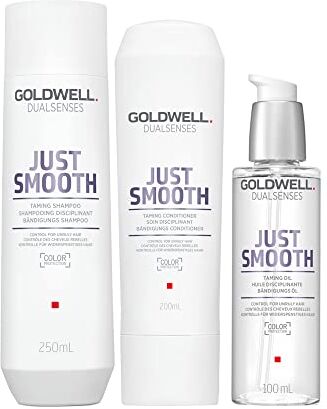 Goldwell Dualsenses Just Smooth Taming Shampoo 250ml Balsamo 200ml Olio Anticrespo 100ml