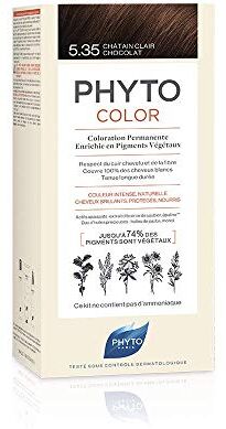 Phyto color 5.35 Castano Chiaro Cioccolato Colorazione Permanente senza Ammoniaca, 100 % Copertura Capelli Bianchi