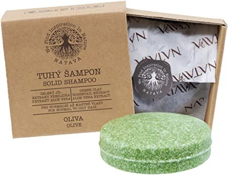 Generic NATAVA Oliva Solido Shampoo bar pratico imballaggio ecologico argilla verde, olio d'oliva ed estratti di equiseto e aloe vera nutre i capelli e sostiene la sua crescita sana 85 g