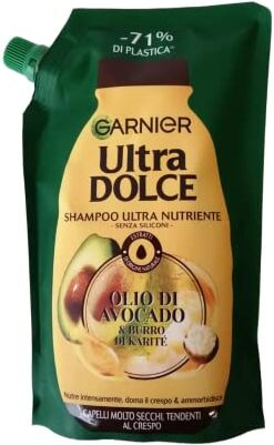 Garnier Ultra Dolce Shampoo Ultra Nutriente con Olio di Avocado e Burro di Karitè, Ecoricarica da 500 ml