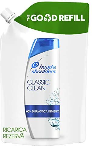 Head Shampoo Capelli, Shampoo antiforfora, Classic Clean, Ricarica con il 60% in Meno di Plastica Rispetto ad un Flacone Standard, 480 ml