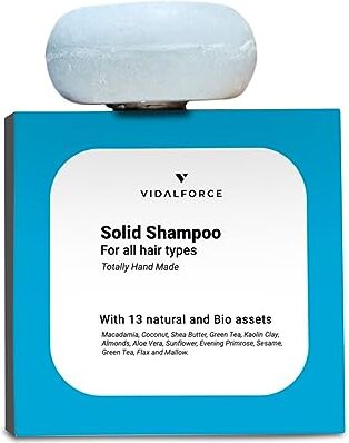 VIDALFORCE Shampoo solido ultra-duro equivalente a 3000 ml fatto a mano 100% naturale e 30% bio i shampoo solido capelli grassi, secchi o con forfora grazie ai suoi 13 principi attivi riequilibranti. 85g