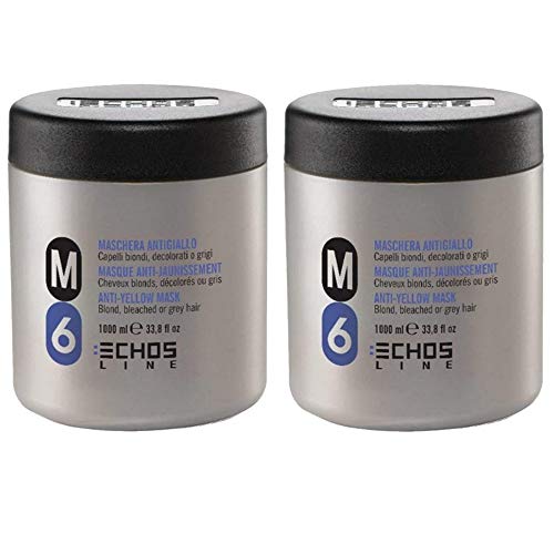 Echosline 2X Maschera M6 No Yellow Antigiallo Capelli Biondi, Decolorati o Grigi 1000 ml