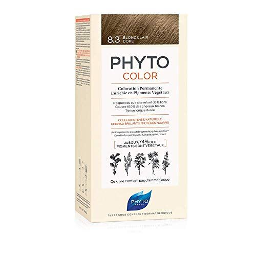 Phyto color 8.3 Biondo Chiaro Dorato Colorazione Permanente senza Ammoniaca, 100 % Copertura Capelli Bianchi
