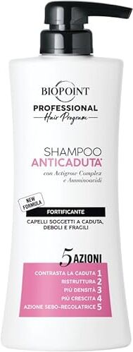 BIOPOINT Professional 5 Azioni Shampoo Anticaduta Ultra Fortificante, 400 ml